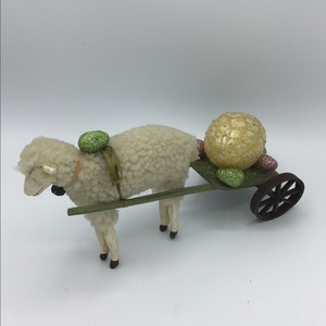 Bethany Lowe Vintage Putz Lamb Pulling Egg Cart Easter Spring Putz