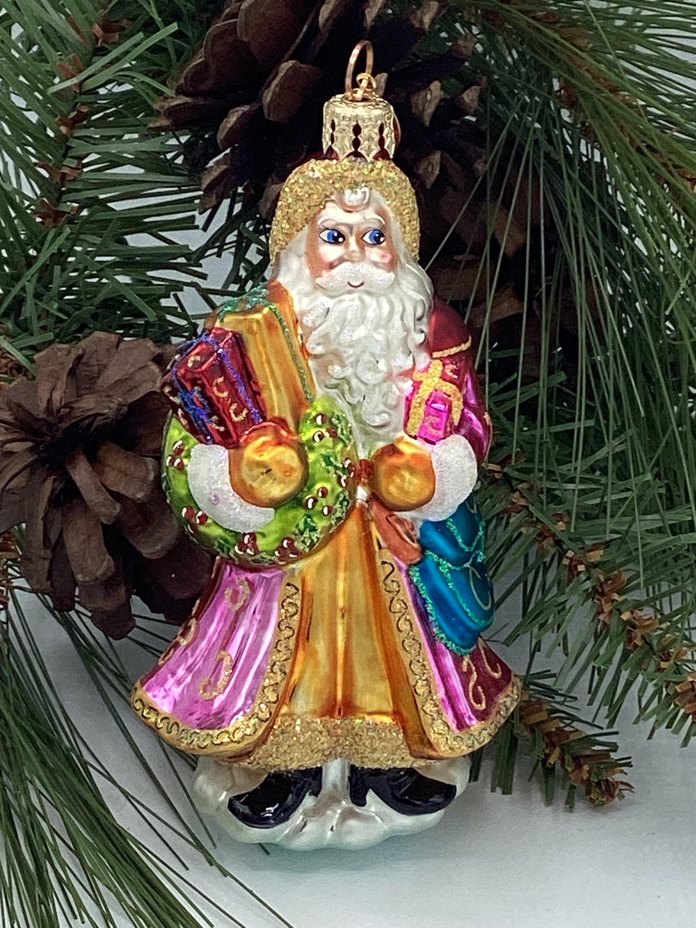 Vintage Christopher Radko Santa in Pink Coat Handblown European