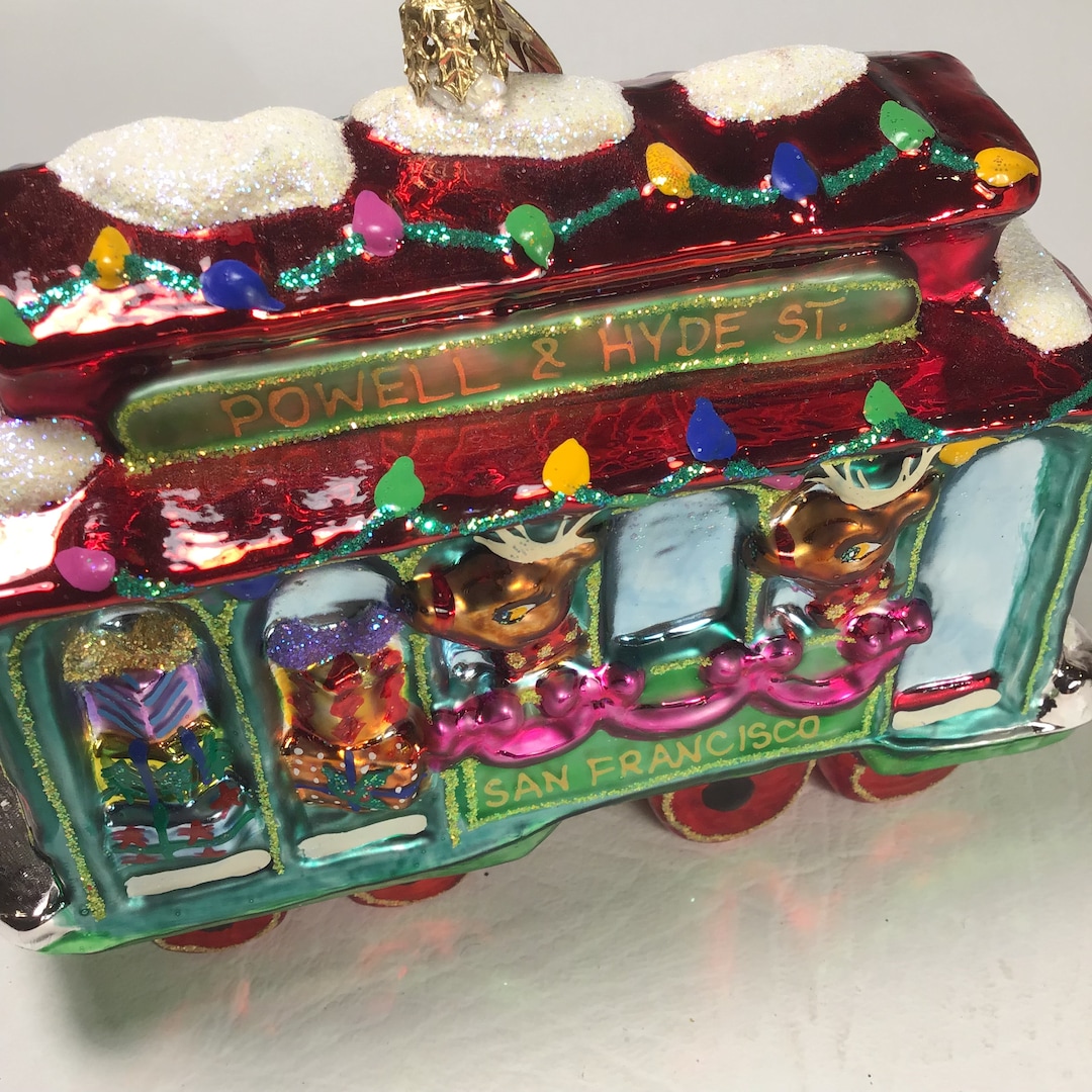 Vintage Christopher Radko “ Trolly-jolly Christmas “ Hand Blown