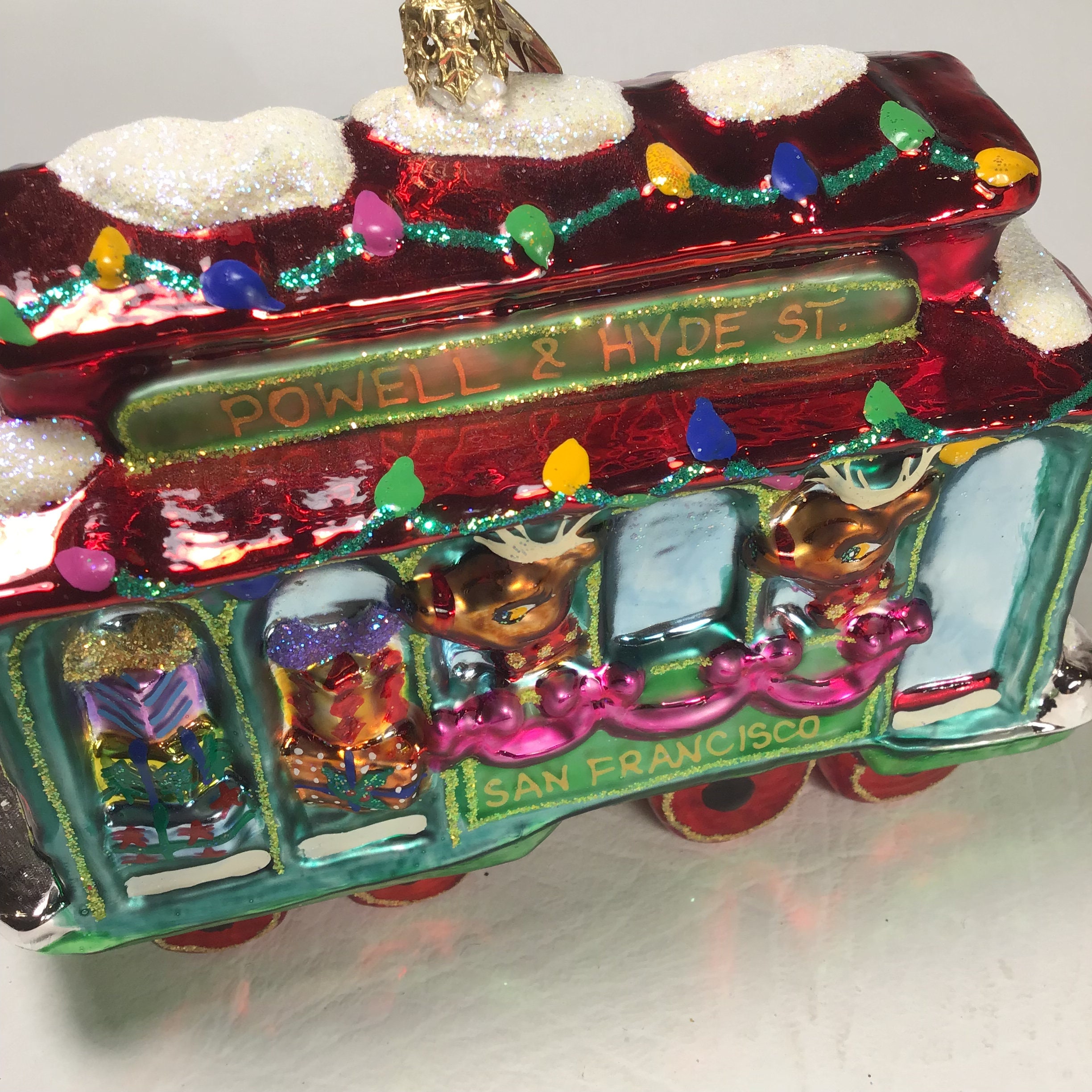 Vintage Christopher Radko “ Trolly-jolly Christmas “ Hand Blown