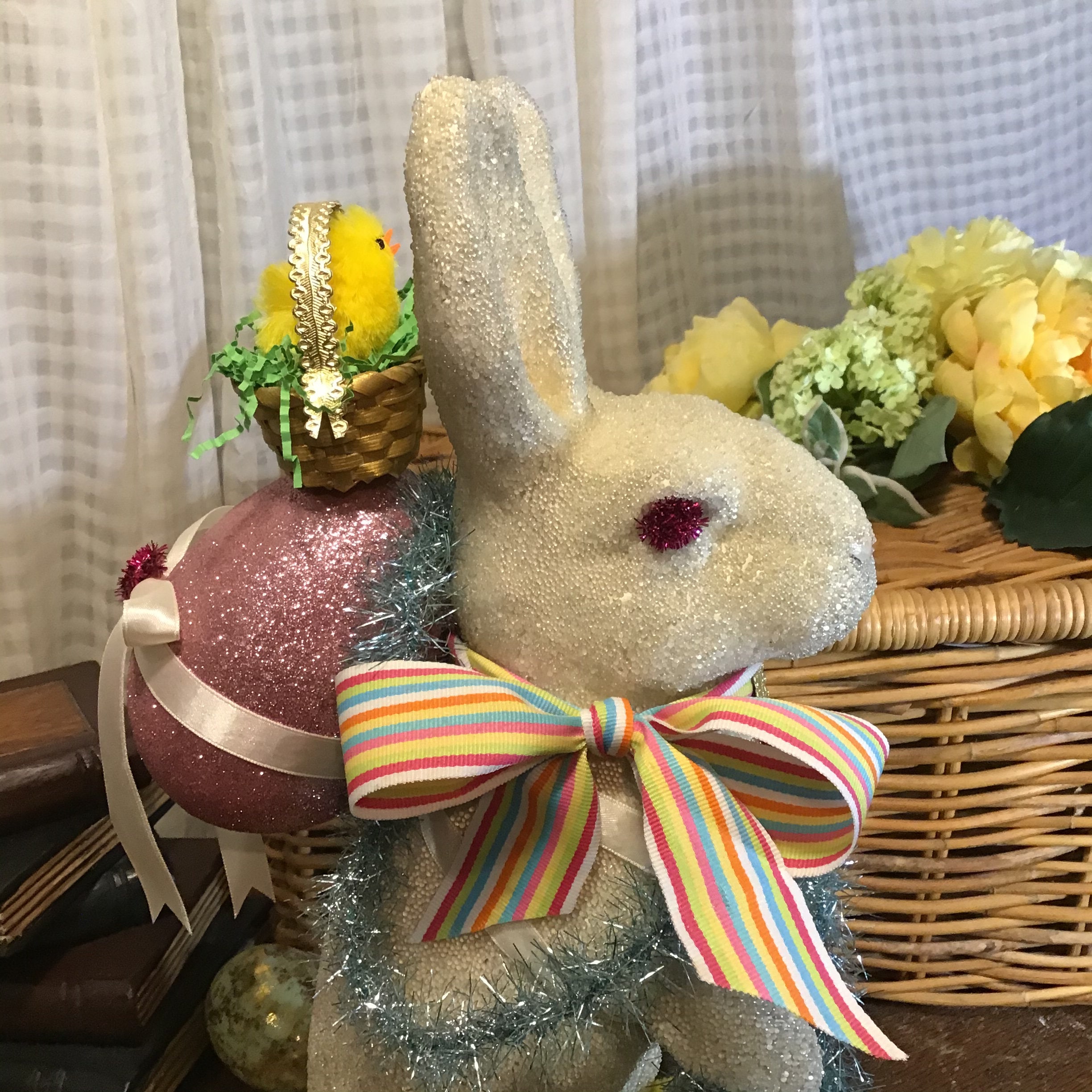 Vintage Easter Spring White Rabbit Decoration Beaded - Etsy