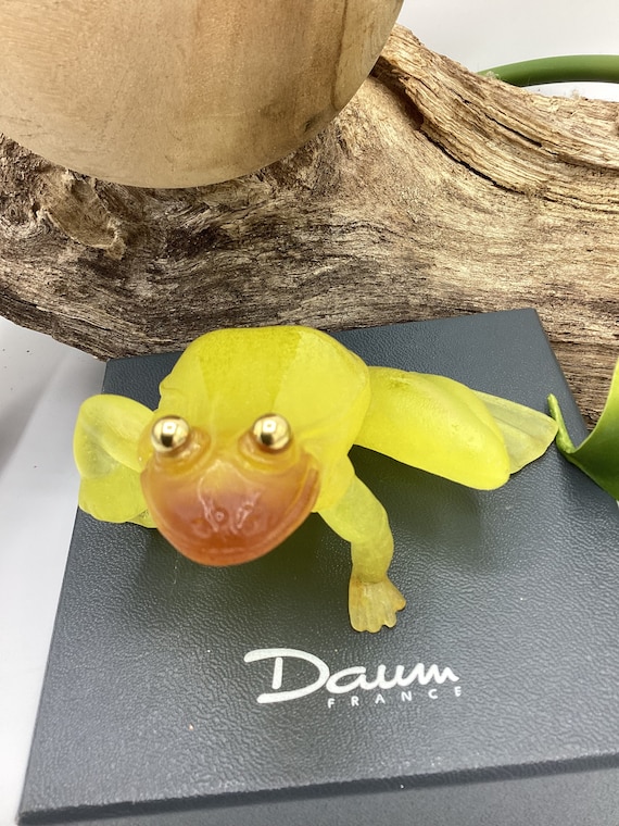 Vintage Pate De Verre Golden Frog From the Famed House of Daum