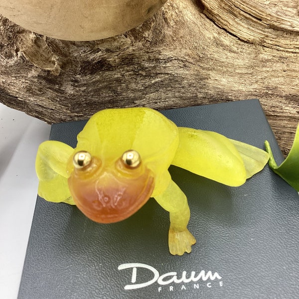 Día de la Madre Crystal Pate De Verre Golden Frog de la famosa casa de Daum Crystal de Francia