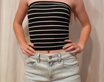 black and yellow striped tube top
