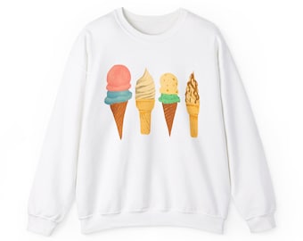 Ice Cream Cone Sweatshirt: Unisex Heavy Blend, Summer Apparel