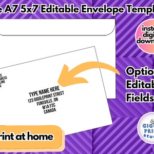 Editable Envelope Template | Custom Envelope Template | Printable 5x7 ...