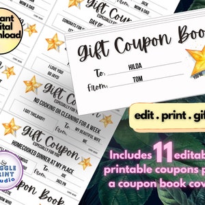Editable Love Coupons | Personalized Gift Coupon | Custom Gift Voucher
