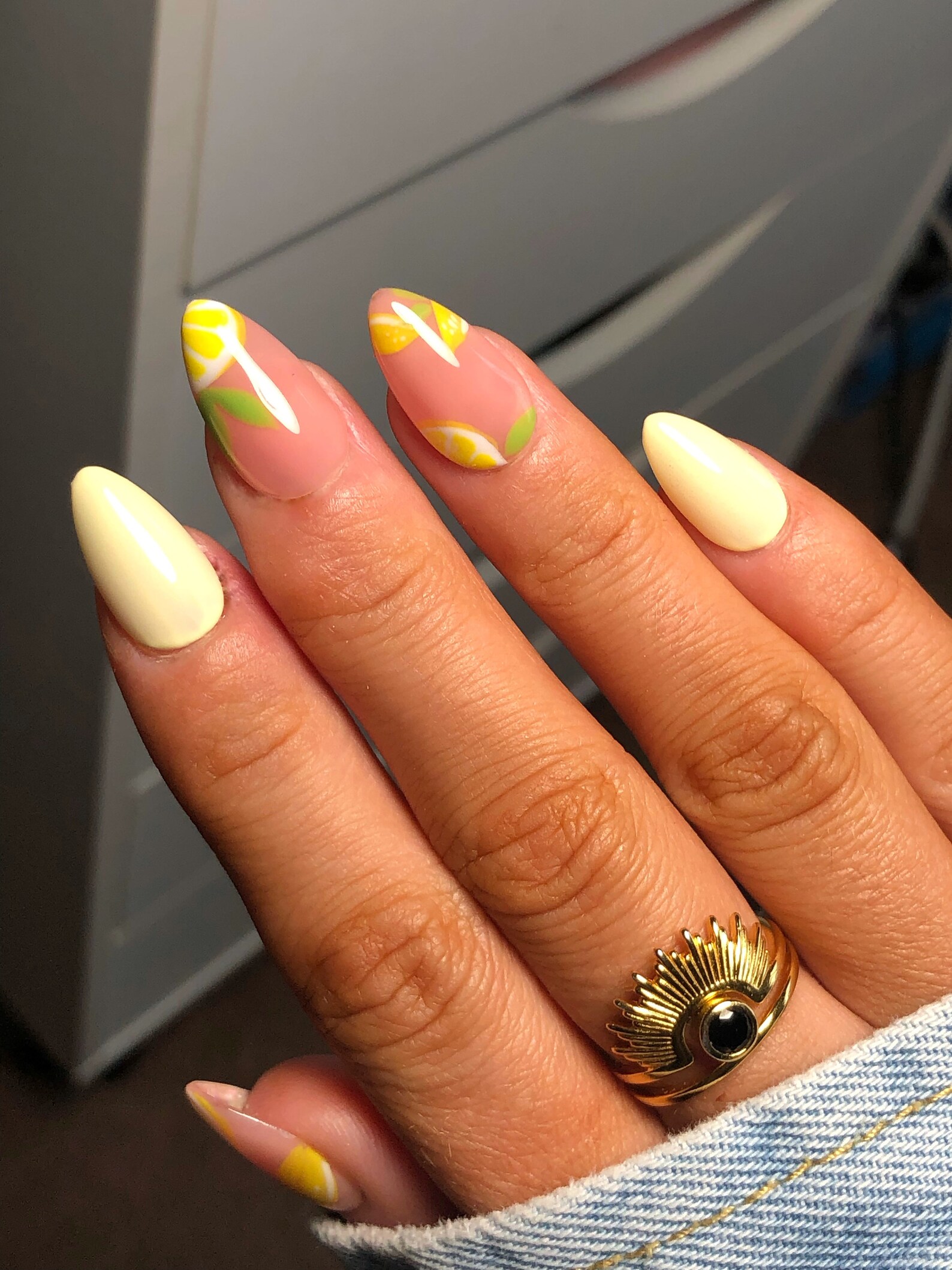Cute Yellow Press on Nails Hand Painted Lemon Design Soft Etsy