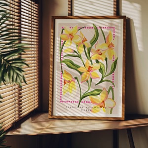 March Birth Month Flowers wall art. Floral art print. Home Decor. Daffodil illustration, home gift, Gallery Wall, Gifts for her