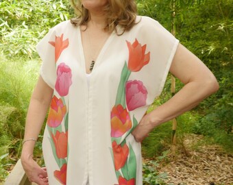 Tulip Print Kimono Topper
