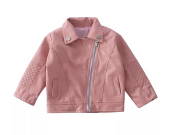 Girls Faux Leather Jacket Pink Faux Leather Jacket for Girls Etsy