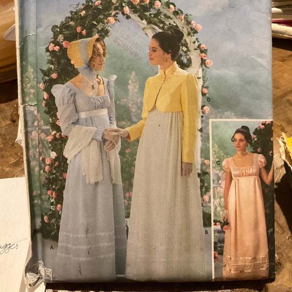 Vintage Simplicity Pattern 9221 Retro Costume Collection Regency Style Misses Jacket Dress Jane Austen Size 4-6-8-10