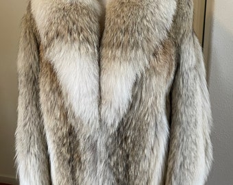 grey wolf fur coat