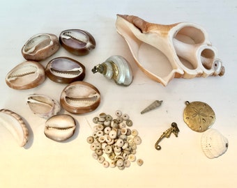 Vintage 70s 80s Sea Shells Crafts Jewelry