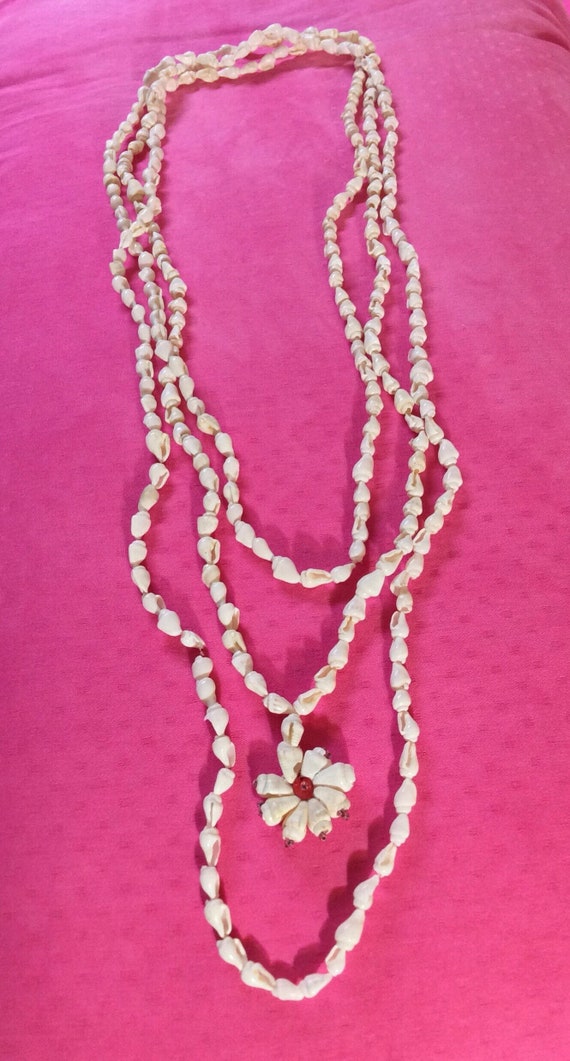 Vintage 60s Hawaiian Lei Shell Necklace Set