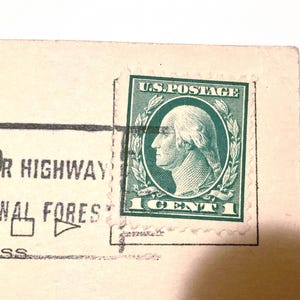 Carte postale ancienne des années 20, Noël, un cent, timbre Washington, 1921