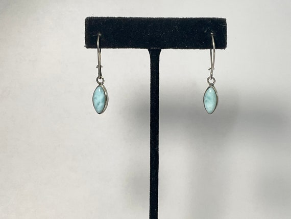 Vintage 60s 70s Earrings Larimar Sterling - image 1