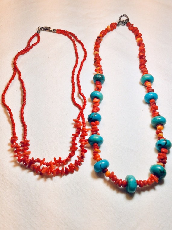 Vintage 70s Turquoise Coral Necklaces