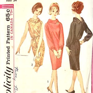 Vintage 60s Simplicity Pattern 5625 One Piece Dress Size 14 Bust 34