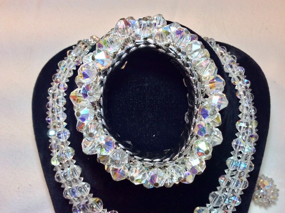 Vintage 50s Laguna Crystal Necklace Earrings Brac… - image 7