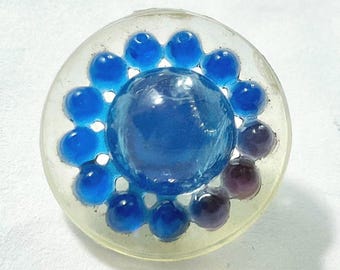 Vintage 30s 40s Blue & Clear Button