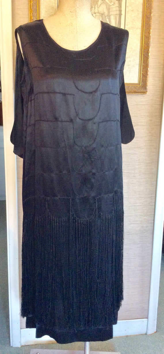 Antique 20s Art Deco Dress Flapper Fringe S/M - image 6