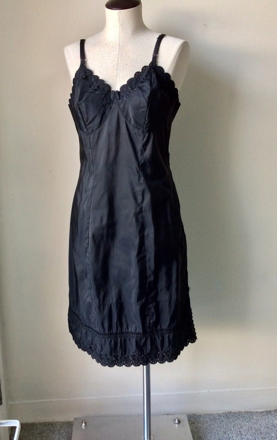 Vintage 50s Slip American Maid Full Black Taffeta 