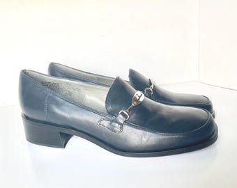 Vintage Etienne Aigner Loafers Leather Navy 8