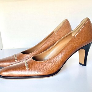 Vintage Salvatore Ferragamo Pumps Tan Leather 8 AAAA New - Etsy display picture 1