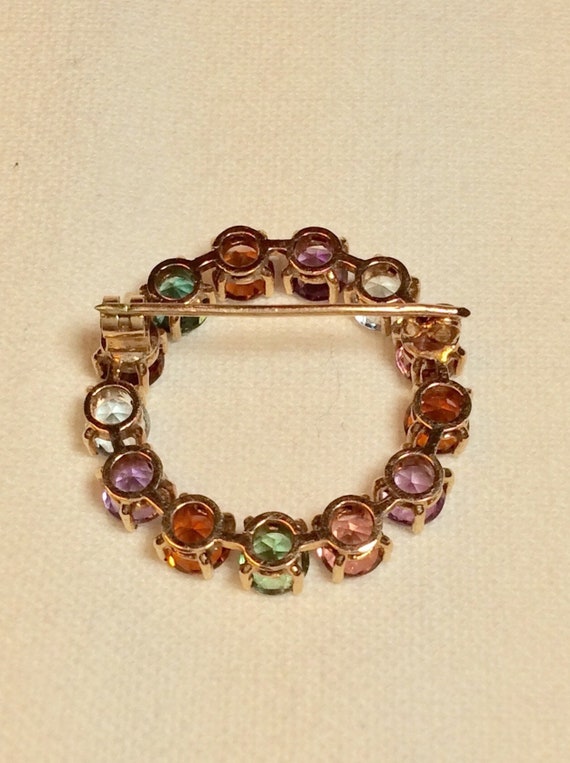 Antique 1800s Brooch 14k Harlequin Multi Gemstone… - image 6