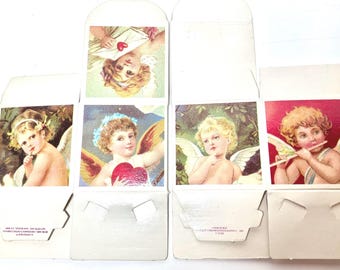 Vintage 80s Gift Boxes Antique Cherubs Set of 2