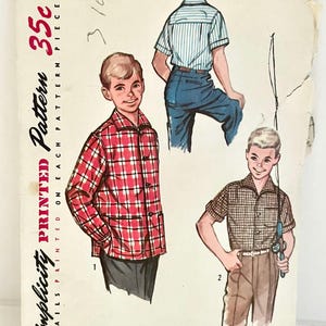 Vintage 50s Simplicity Pattern 1781 Boys Shirt Size 10
