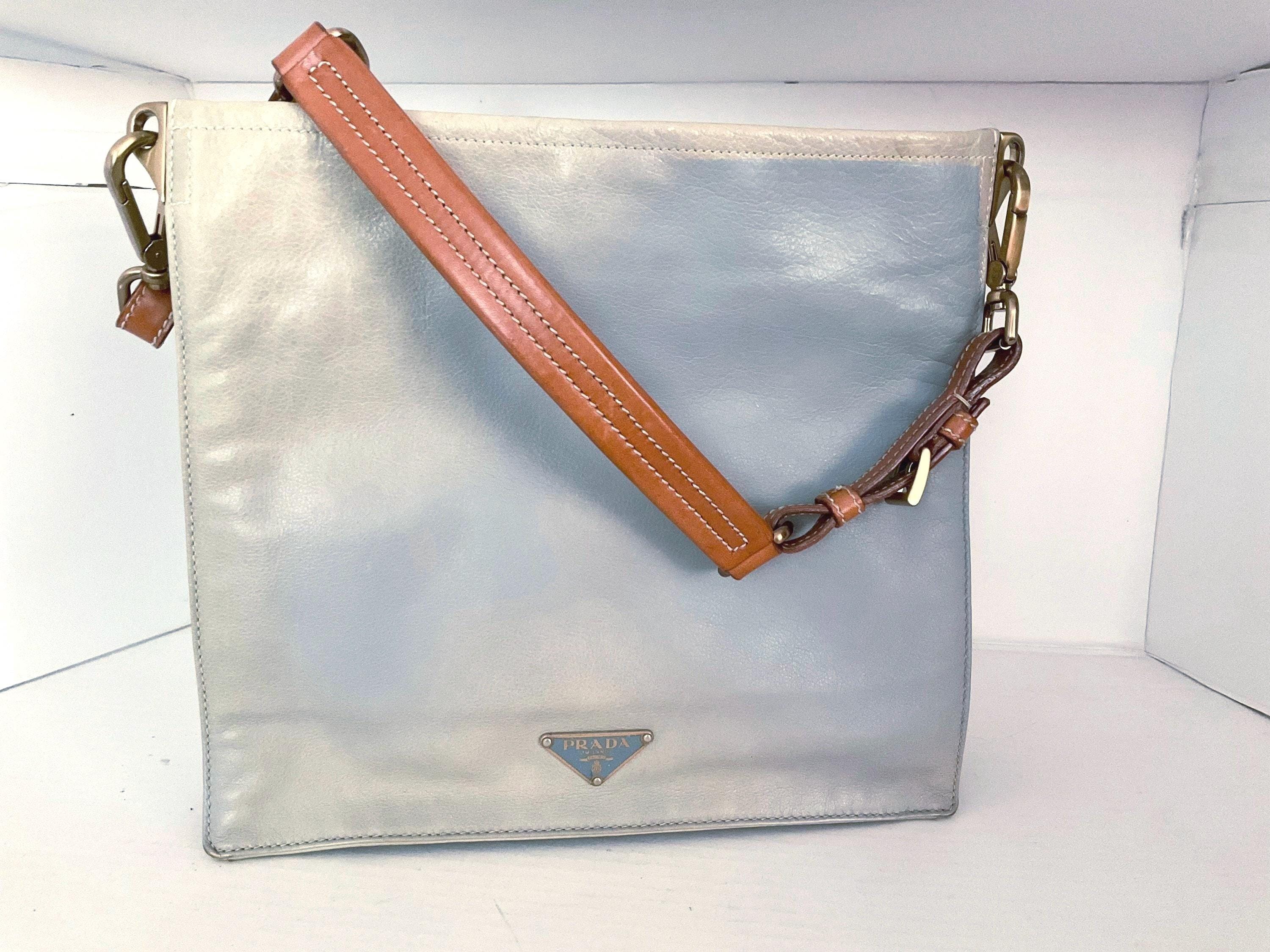Vintage 70s 80s Prada Handbag Buffalo Leather Shoulder Bag