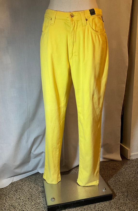 Vintage 80s 90s Versace Jeans Signature Yellow Siz