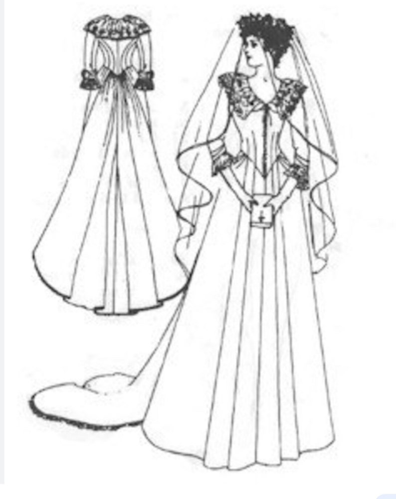 Victorian Dresses | Victorian Ballgowns | Victorian Clothing    1880s Vintage Past Patterns #303 Wedding Gown with Cathedral Train 1880s Sizes 10-16  AT vintagedancer.com