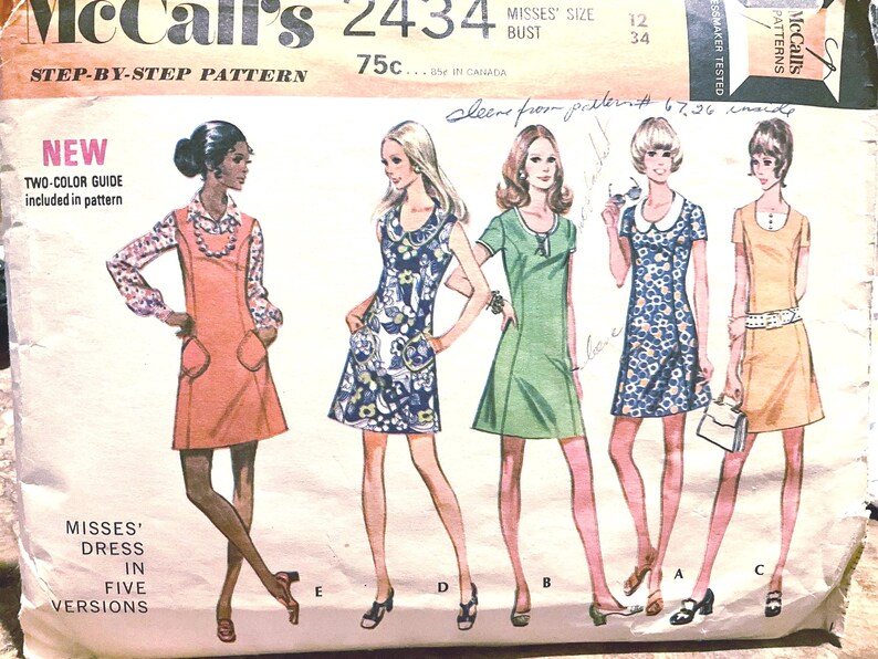 Vintage 70s Mccalls Pattern 2434 Misses Dresses Size 12 - Etsy