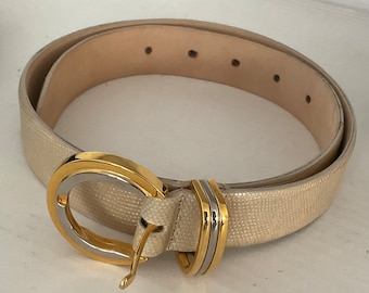 Vintage 90s Belt Carlisle Leather Cream S