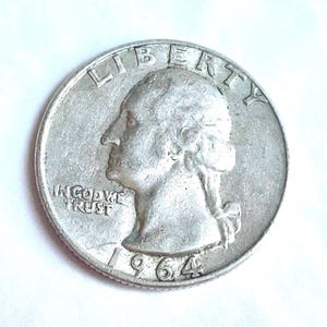 Vintage 60s Quarter Silver 1964 D