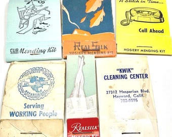 Antique Vintage 1920 40s Matchbook Hosiery Mending Kits 6pcs