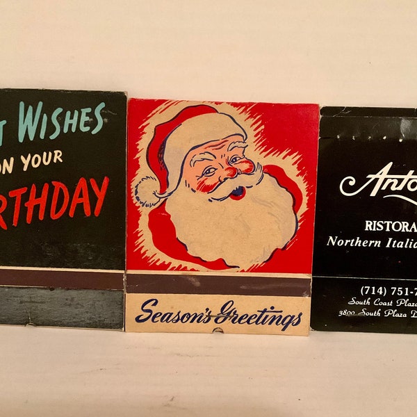 Vintage 40s 60s Matchbooks Jumbo Size Birthday Christmas Choice of 3