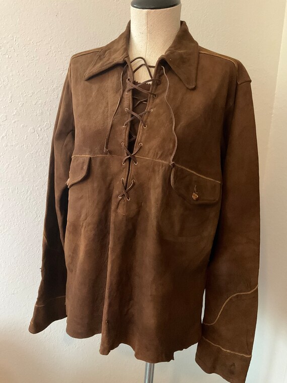 Vintage 50s Suede Shirt Brown Men’s S/M - image 7