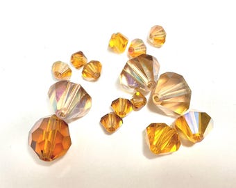 Vintage 50s Swarovski Crystals Topaz 15pcs