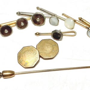 Antique 1800s 1900 Tuxedo Shirt Buttons Lapel/Cravat Pin Men’s Collection 9pcs