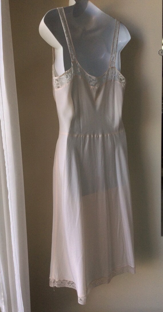 Antique 20s 30s Nightgown Silk Pink S - image 5