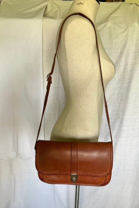 Vintage 70s Handbag Michael Green Leather Brown Sh