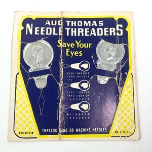 Antique 20s 40s Aug Thomas Card Needle Threaders