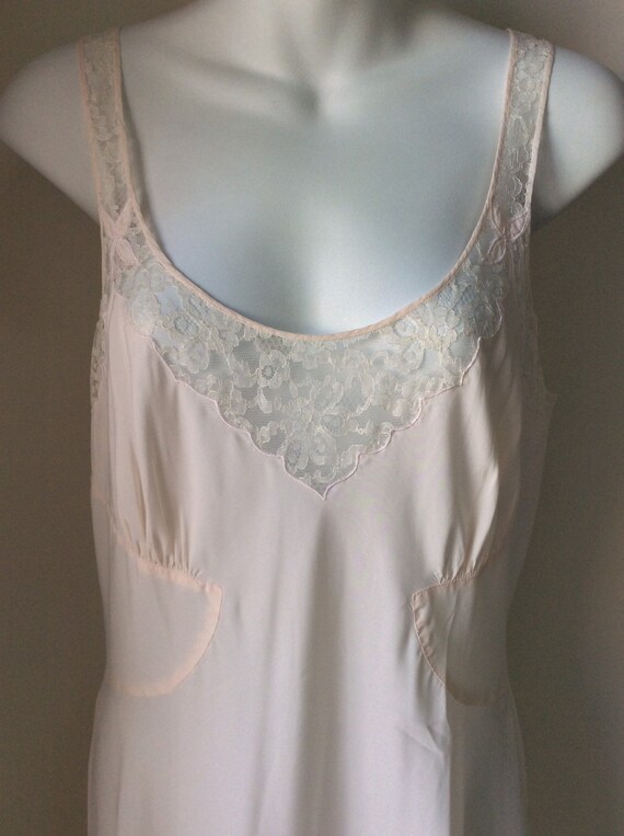 Antique 20s 30s Nightgown Silk Pink S