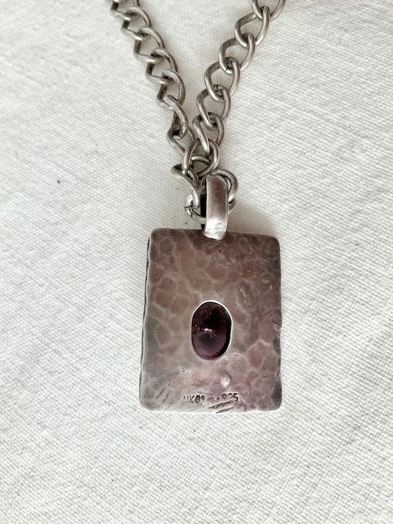 Vintage 80s Necklace Amethyst Sterling Silver 18” - image 3