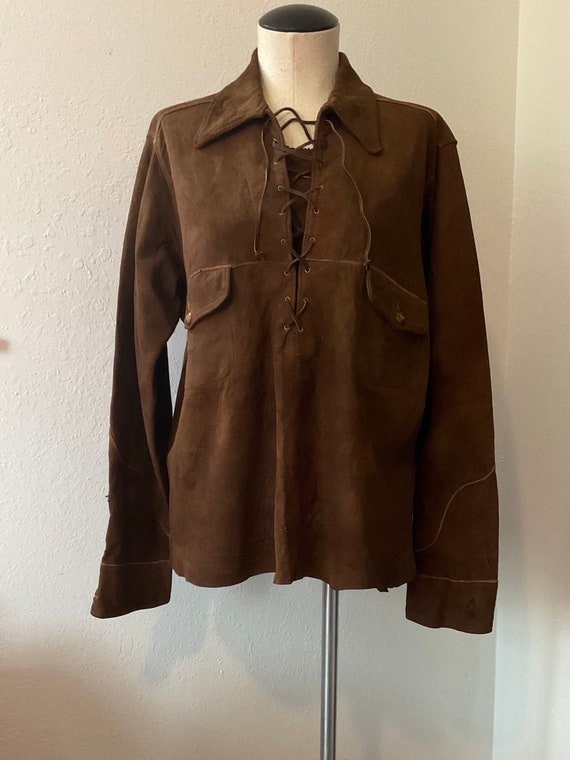 Vintage 50s Suede Shirt Brown Men’s S/M - image 6