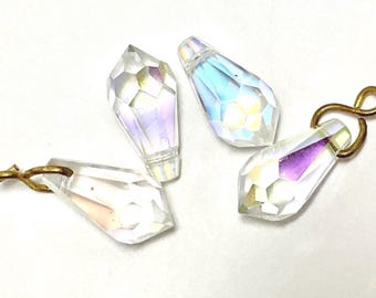 Vintage 80s Swarovski Crystal Clear AB Briolette 7x14 Choice of 4